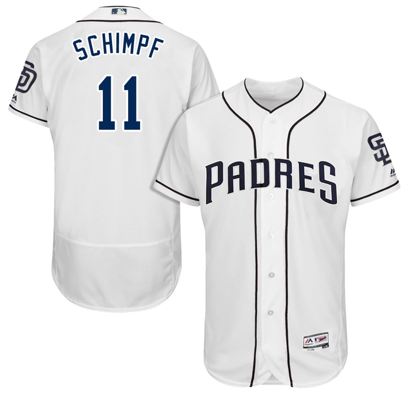 San Diego Padres Ryan Schimpf #11 White 2017 Home Authentic Collection Flex Base Jersey