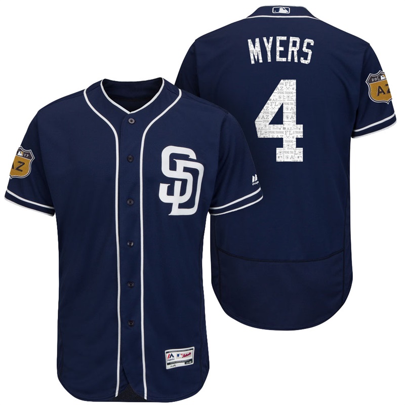 San Diego Padres Wil Myers #4 Navy 2017 Spring Training Cactus League Patch Authentic Collection Flex Base Jersey