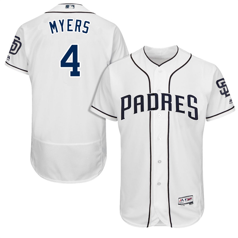 San Diego Padres Wil Myers #4 White 2017 Home Authentic Collection Flex Base Jersey