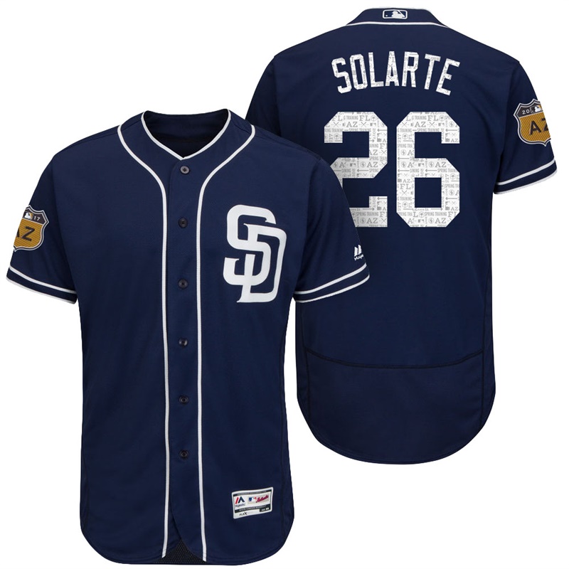 San Diego Padres Yangervis Solarte #26 Navy 2017 Spring Training Cactus League Patch Authentic Collection Flex Base Jersey