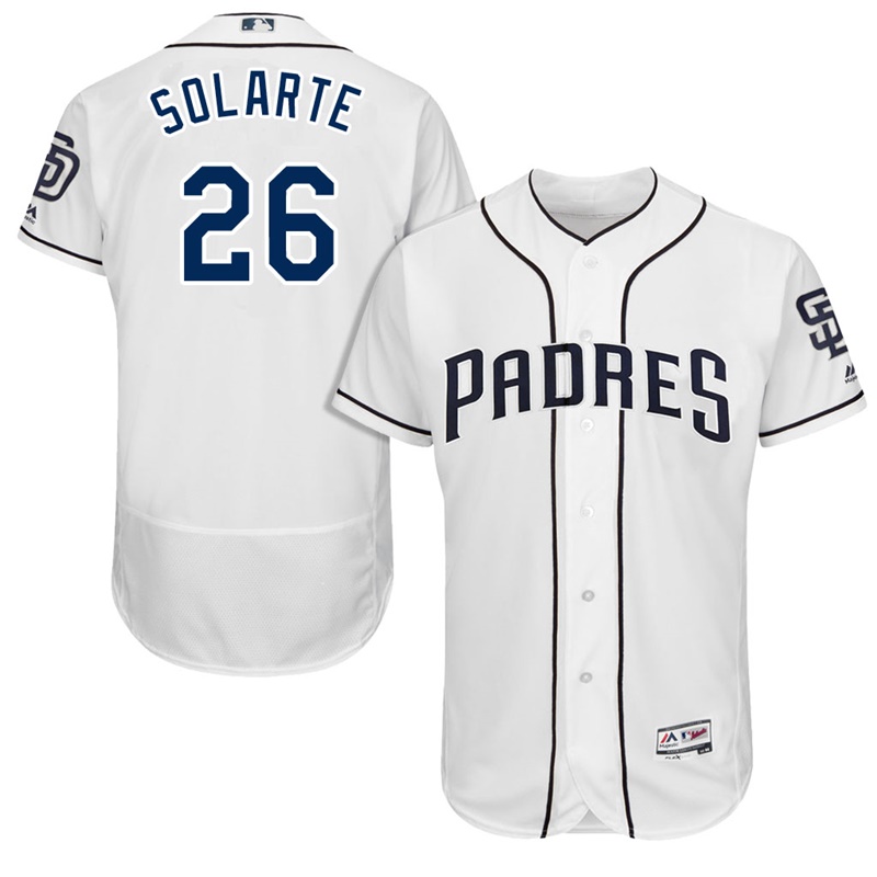 San Diego Padres Yangervis Solarte #26 White 2017 Home Authentic Collection Flex Base Jersey