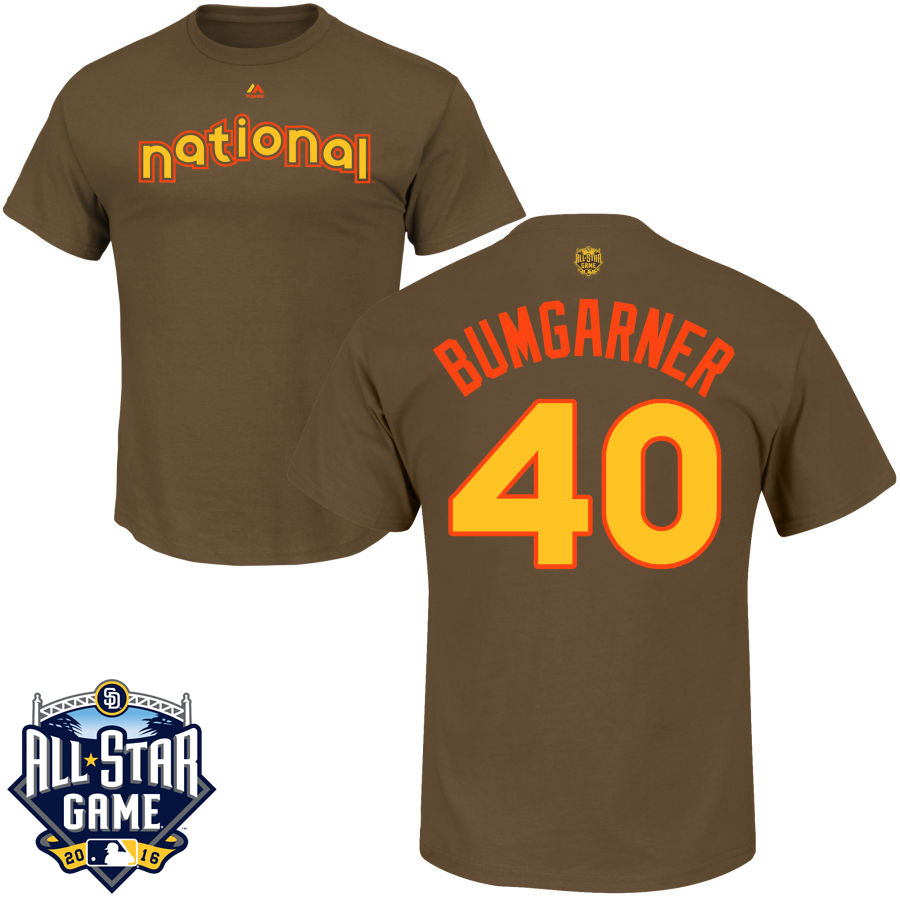 San Francisco Giants Madison Bumgarner #40 Brown 2016 MLB All-Star Game National League Name & Number T-Shirt