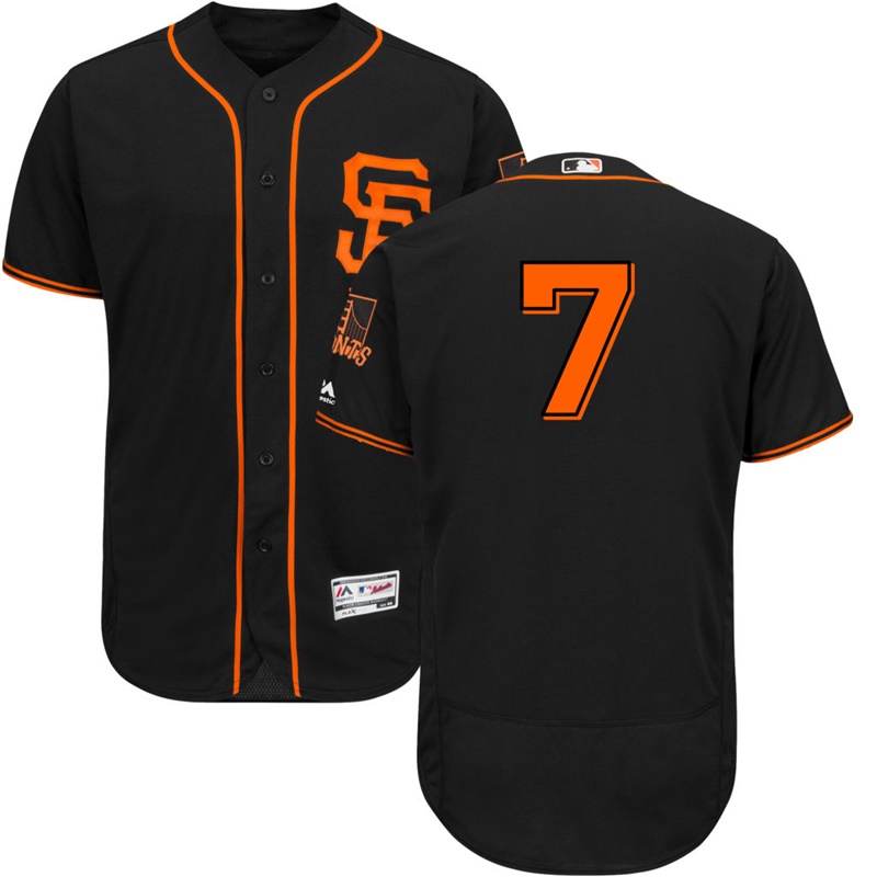 Men San Francisco Giants Aaron Hill #7 Black 2017 Alternate Flex Base Jersey