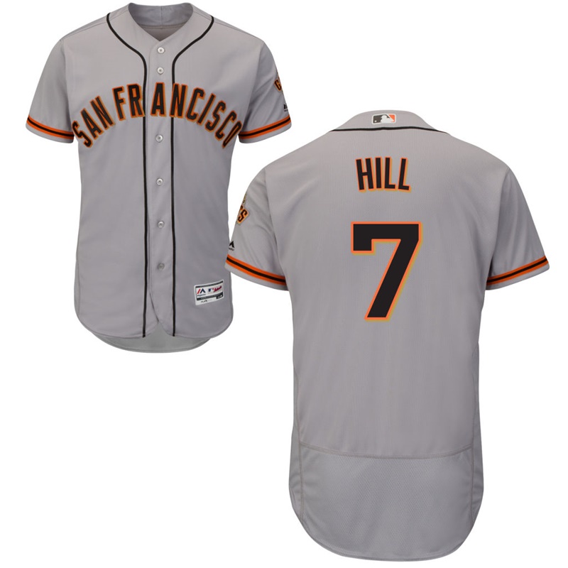 Men San Francisco Giants Aaron Hill #7 Gray Road Flex Base Jersey