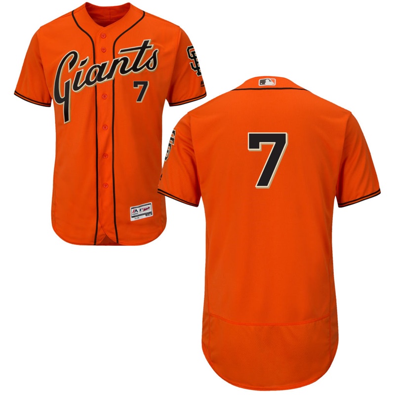 Men San Francisco Giants Aaron Hill #7 Orange Alternate Flex Base Jersey