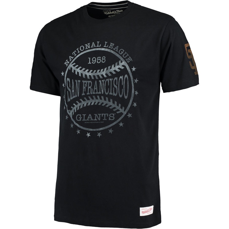 Mens San Francisco Giants Batted Ball Black Tailored T-Shirt