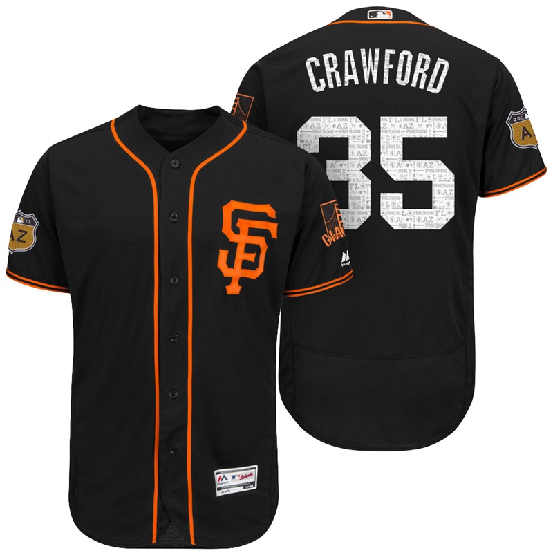 San Francisco Giants Brandon Crawford #35 Black 2017 Spring Training Cactus League Patch Authentic Collection Flex Base Jersey