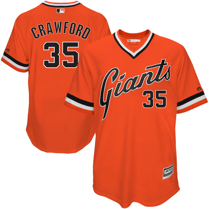 San Francisco Giants Brandon Crawford #35 Orange 1976 Turn Back the Clock Authentic Player Jersey