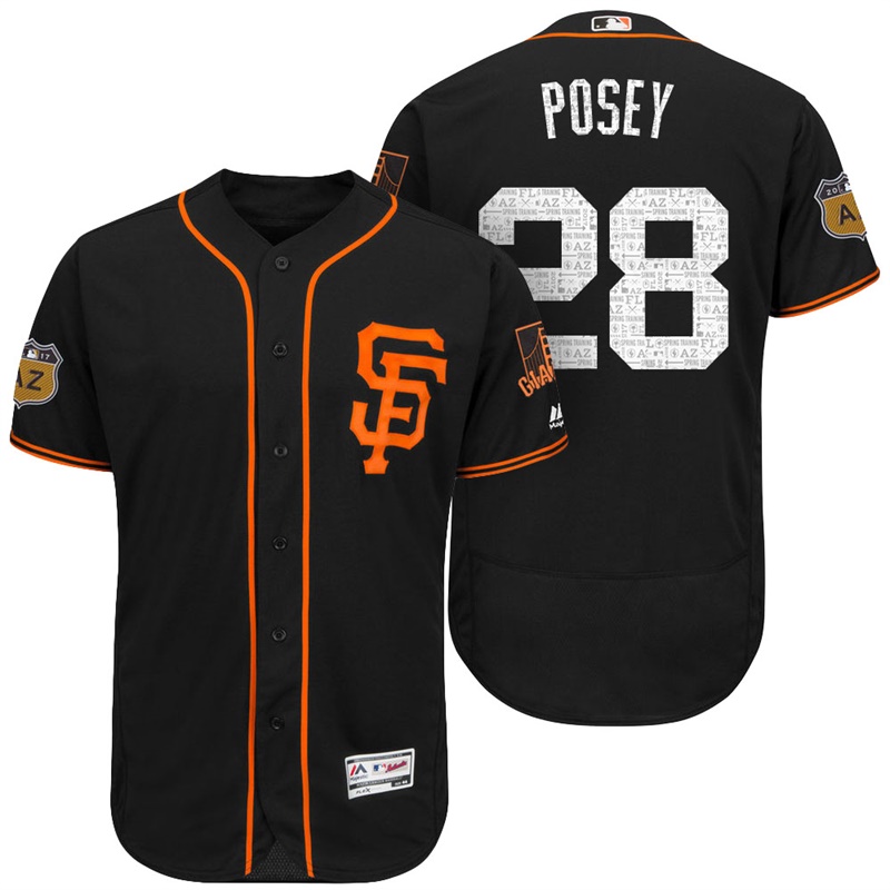 San Francisco Giants Buster Posey #28 Black 2017 Spring Training Cactus League Patch Authentic Collection Flex Base Jersey