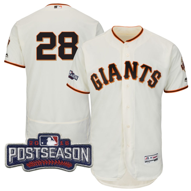 San Francisco Giants Buster Posey #28 Cream 2016 Postseason Patch Flex Base Jersey