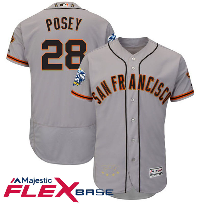 San Francisco Giants Buster Posey #28 Majestic Gray 2016 MLB All-Star Game Signature Flex Base Jersey