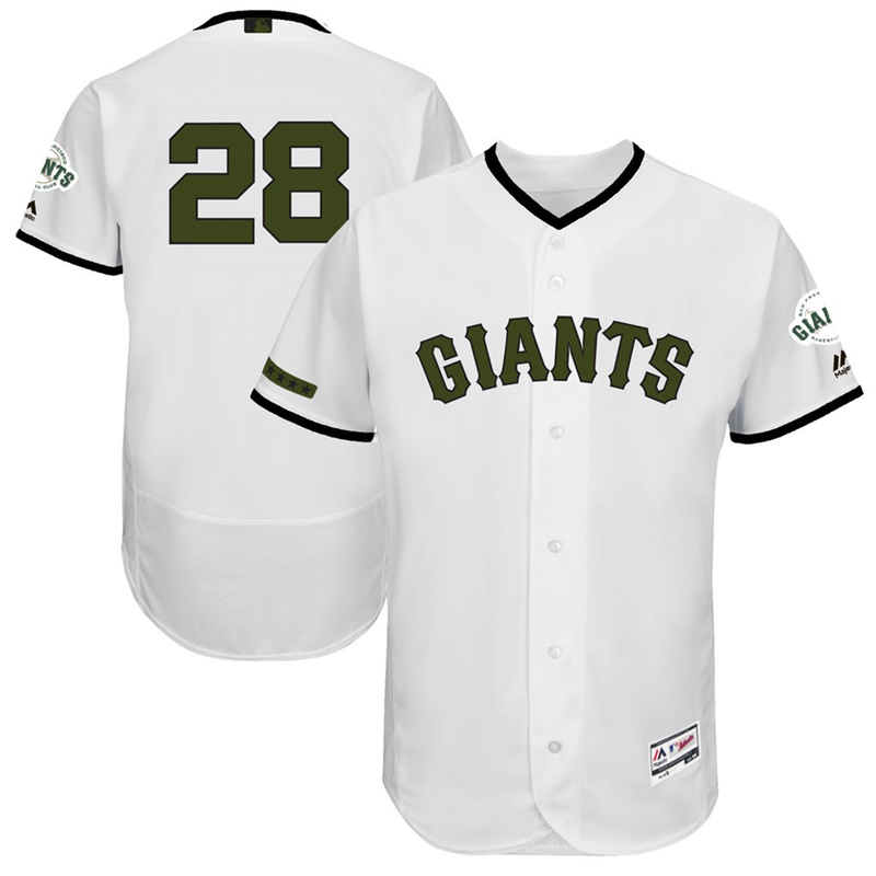 Buster Posey #28 Men San Francisco Giants 2017 Memorial Day White Flex Base Jersey