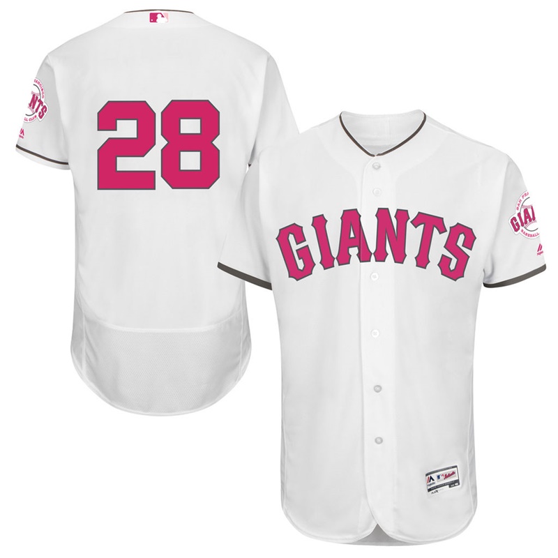 Buster Posey #28 Men San Francisco Giants 2017 Mother's Day White Flex Base Jersey