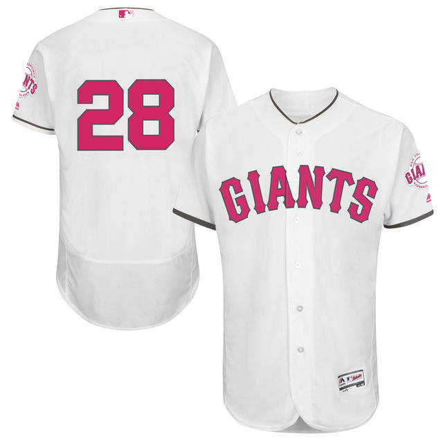 San Francisco Giants #28 Buster Posey White Home 2016 Mother's Day Flex Base Jersey