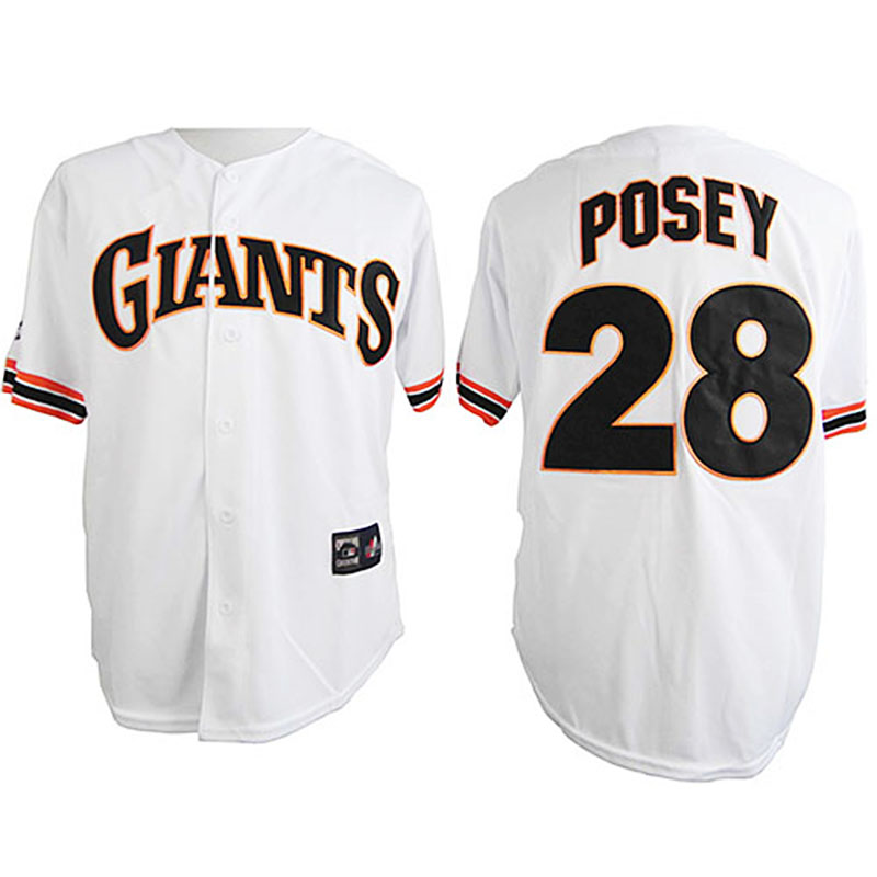 San Francisco Giants #28 Buster Posey Authentic White Reverse Jersey