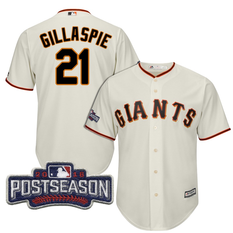 San Francisco Giants Conor Gillaspie #21 Cream 2016 Postseason Patch Cool Base Jersey