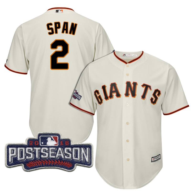 San Francisco Giants Denard Span #2 Cream 2016 Postseason Patch Cool Base Jersey