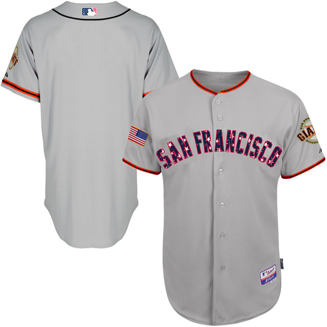 San Francisco Giants Gray 2016 Independence Day Stars & Stripes Authentic Cool Base Jersey