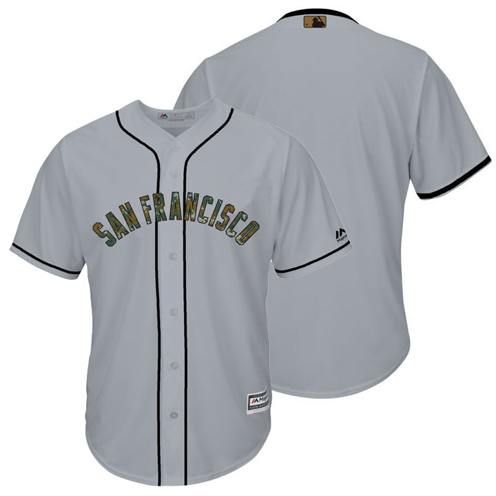 San Francisco Giants Gray Camo Fashion 2016 Memorial Day Cool Base Jersey