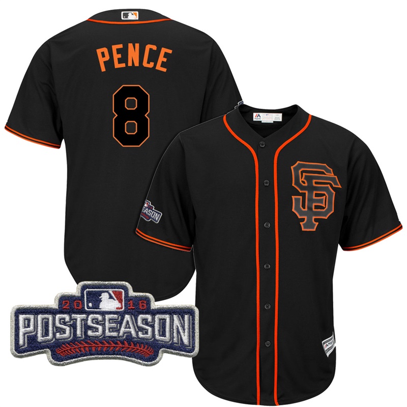 San Francisco Giants Hunter Pence #8 Black 2016 Postseason Patch Cool Base Jersey