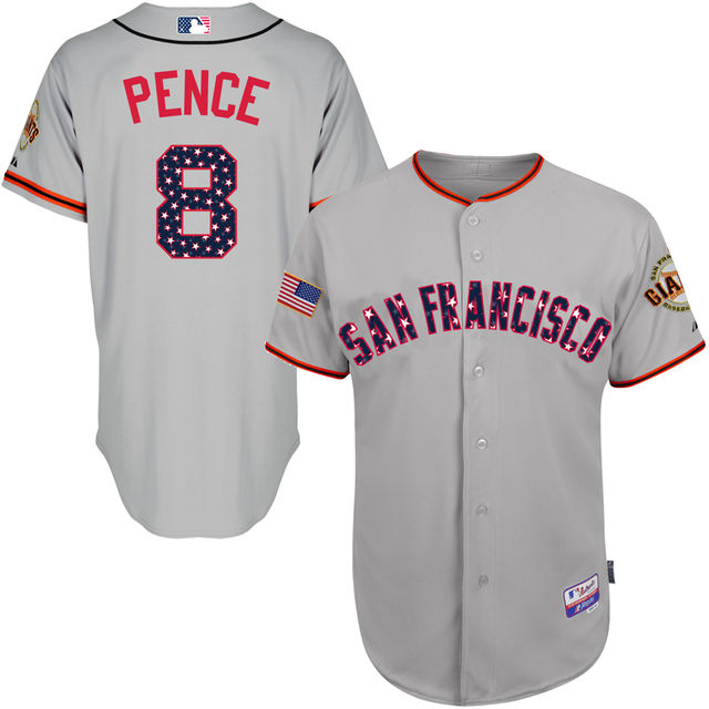 San Francisco Giants Hunter Pence #27 Gray 2016 Independence Day Stars & Stripes Authentic Cool Base Jersey