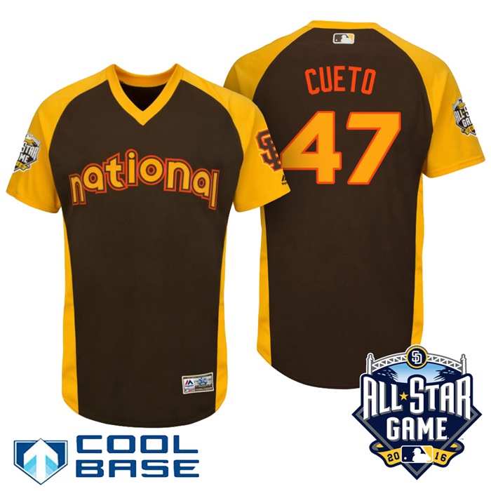 2016 MLB All-Star National San Francisco Giants Johnny Cueto #47 Brown Home Run Derby Cool Base Jersey