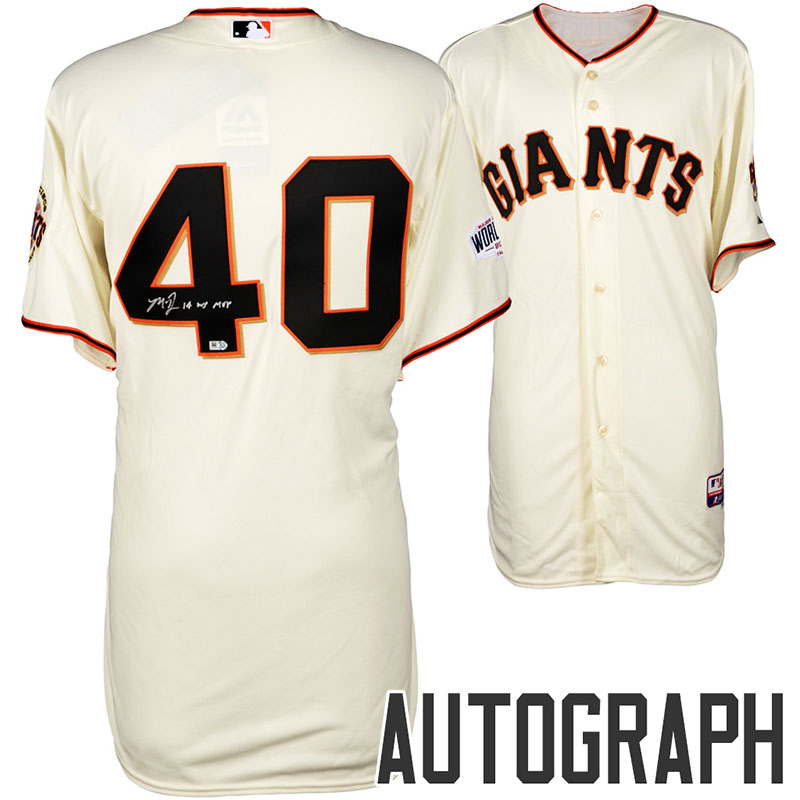 San Francisco Giants Madison Bumgarner Autographed 2014 World Series Cream Jersey with MVP Inscription