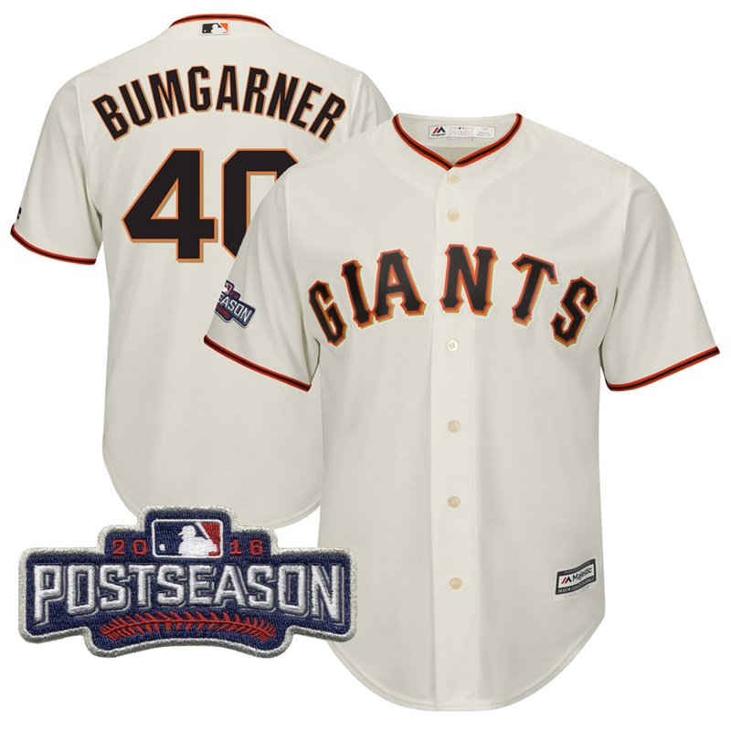 San Francisco Giants Madison Bumgarner #40 Cream 2016 Postseason Patch Cool Base Jersey