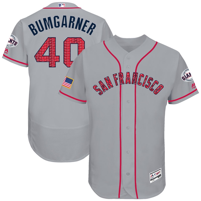 Madison Bumgarner #40 San Francisco Giants 2017 Stars & Stripes Independence Day Gray Flex Base Jersey - Men