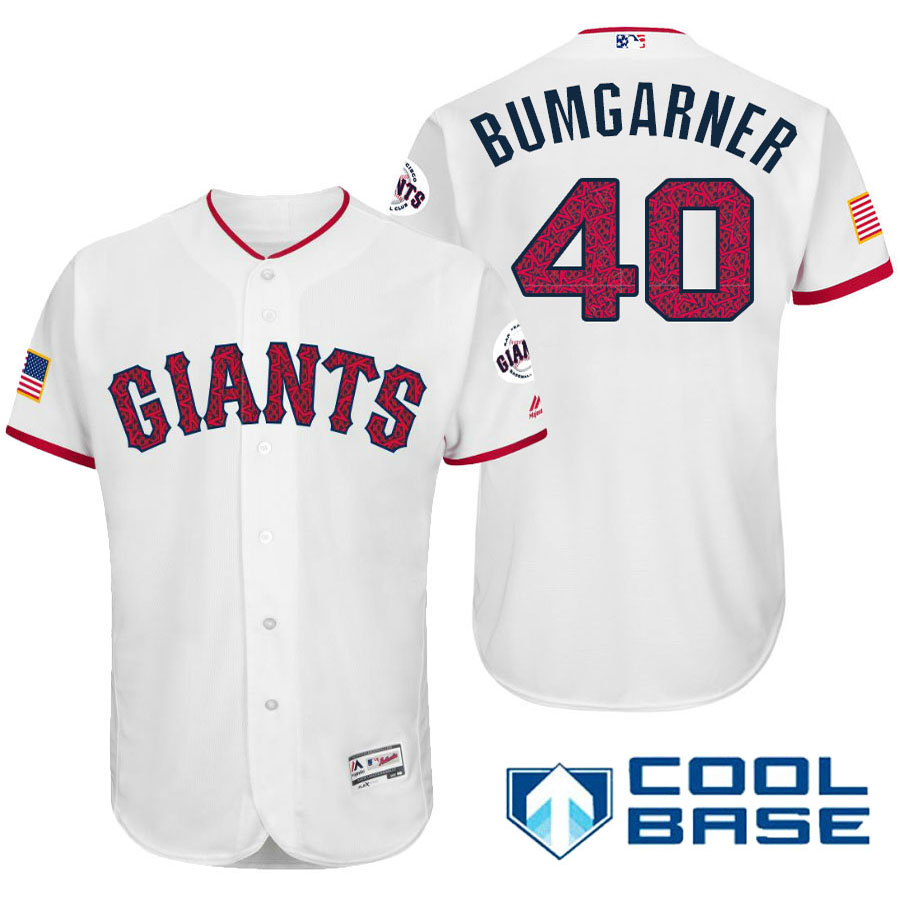 San Francisco Giants #40 Madison Bumgarner White Stars & Stripes 2016 Independence Day Cool Base Jersey