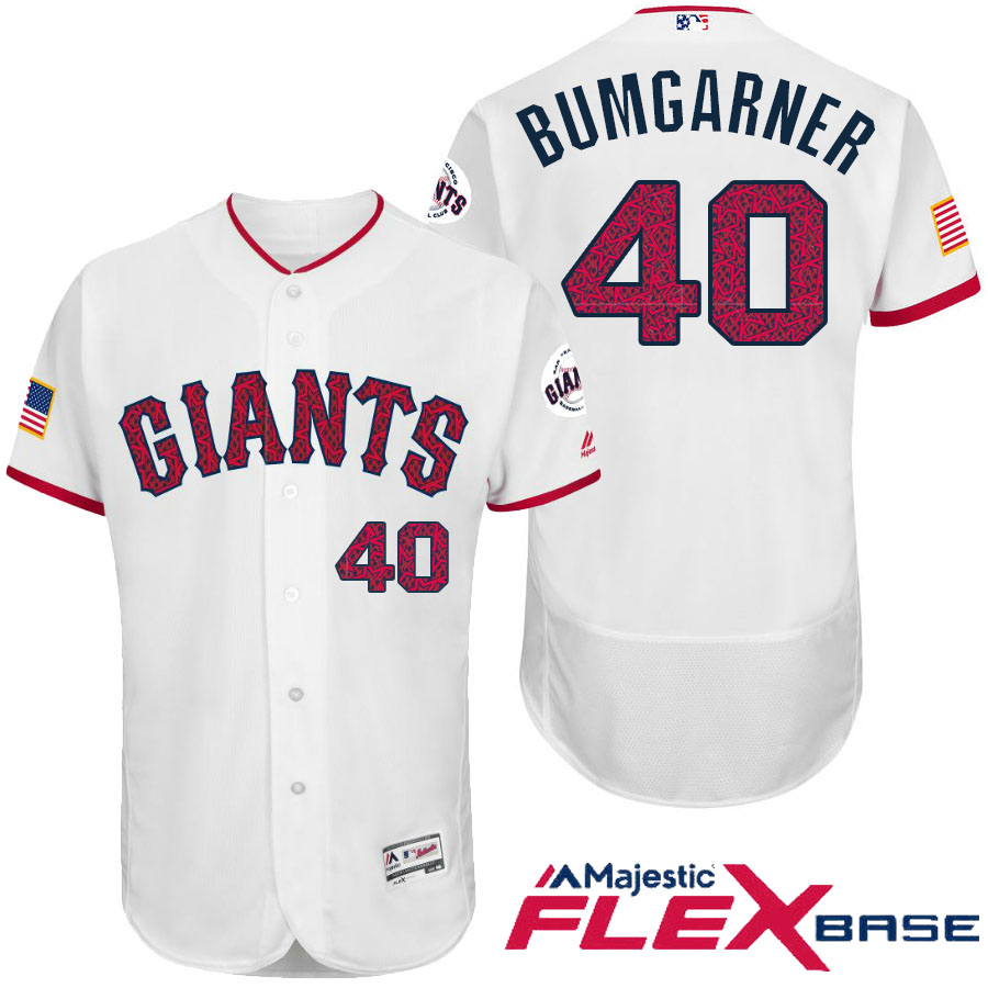 San Francisco Giants #40 Madison Bumgarner White Stars & Stripes 2016 Independence Day Flex Base Jersey