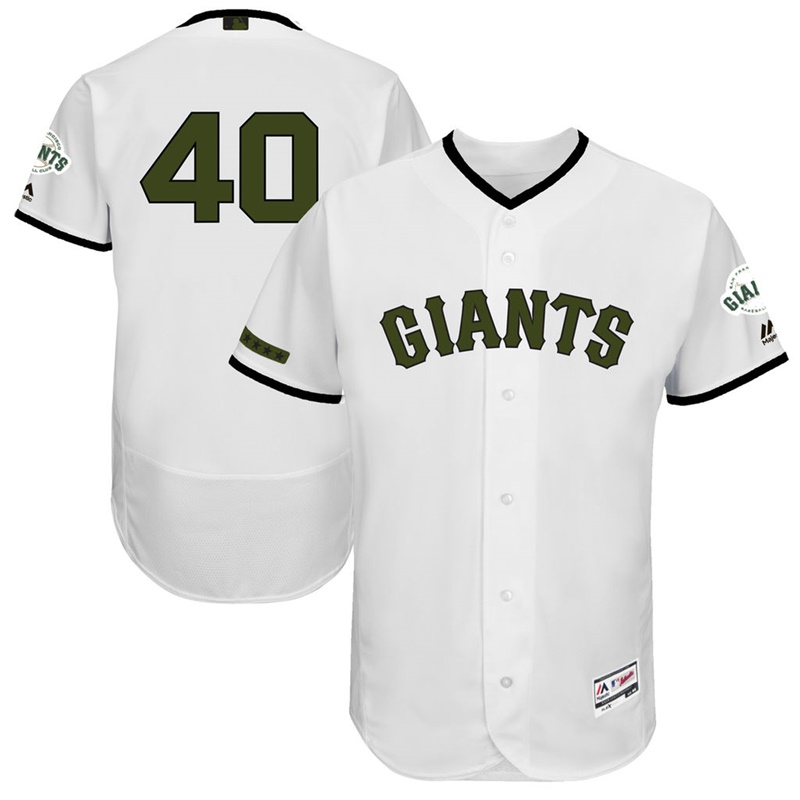 Madison Bumgarner #40 Men San Francisco Giants 2017 Memorial Day White Flex Base Jersey