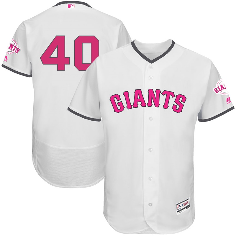 Madison Bumgarner #40 Men San Francisco Giants 2017 Mother's Day White Flex Base Jersey