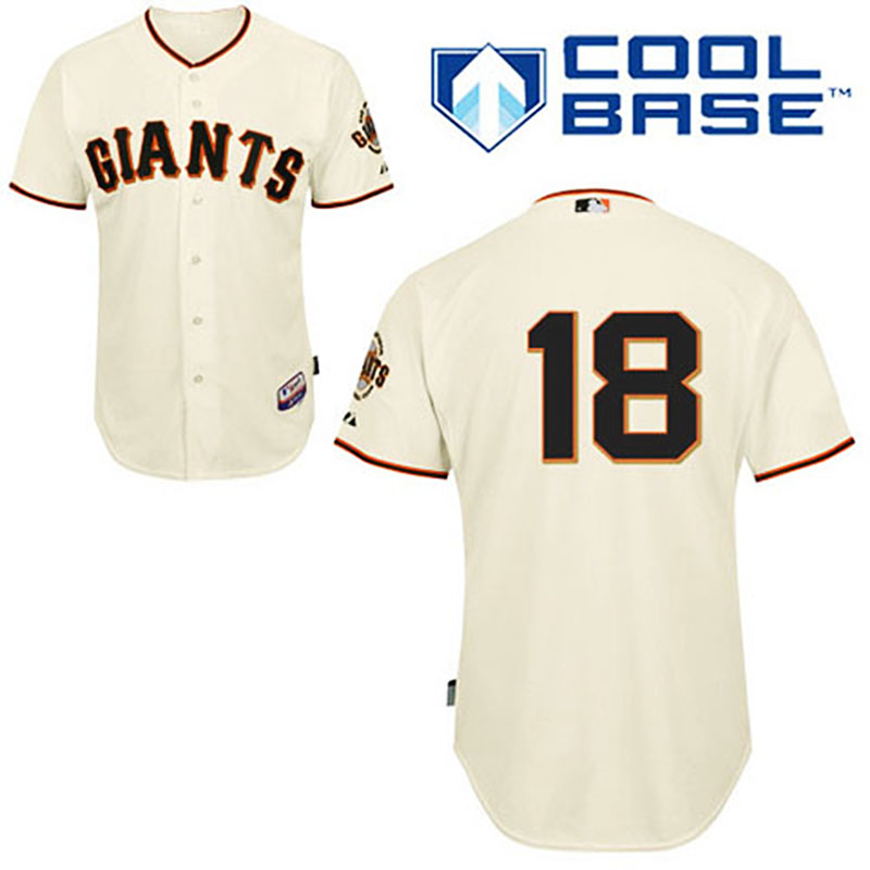 San Francisco Giants #18 Matt Cain Cool Base Cream Jersey