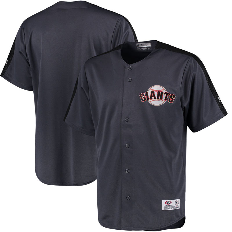 San Francisco Giants Stitches Charcoal Button Down Hot Corner Polyester Jersey