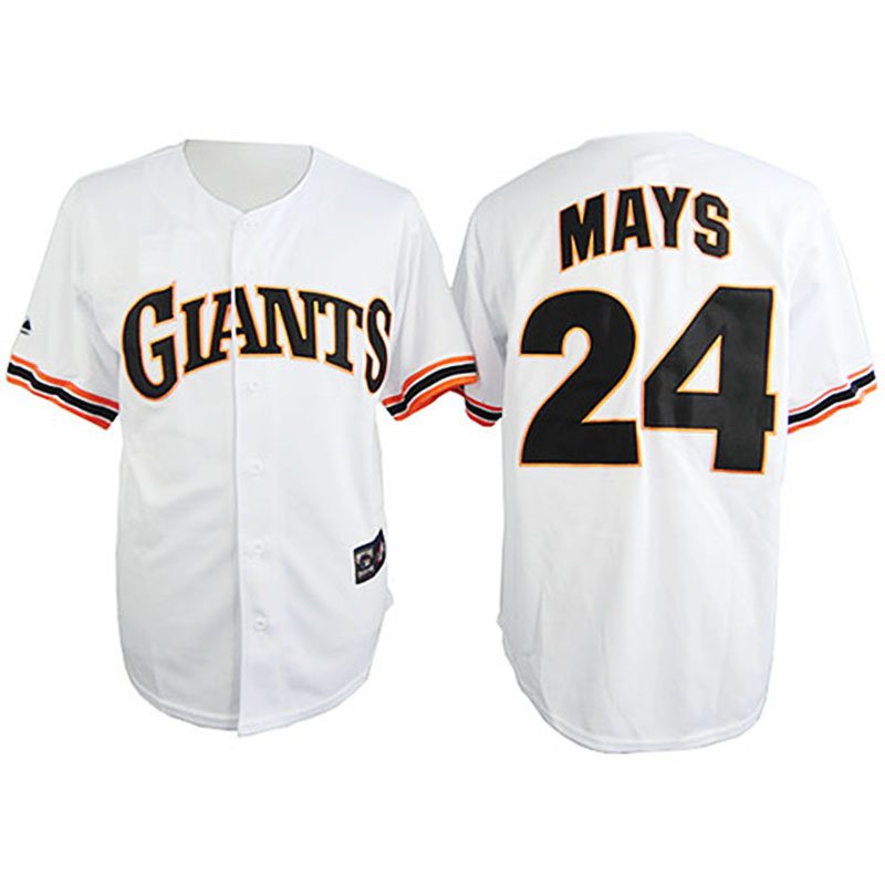 San Francisco Giants #24 Willie Mays Authentic White Reverse Jersey