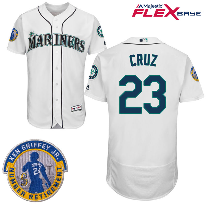 Seattle Mariners #23 Nelson Cruz White Commemorative Retirement Path Flex Base Jersey