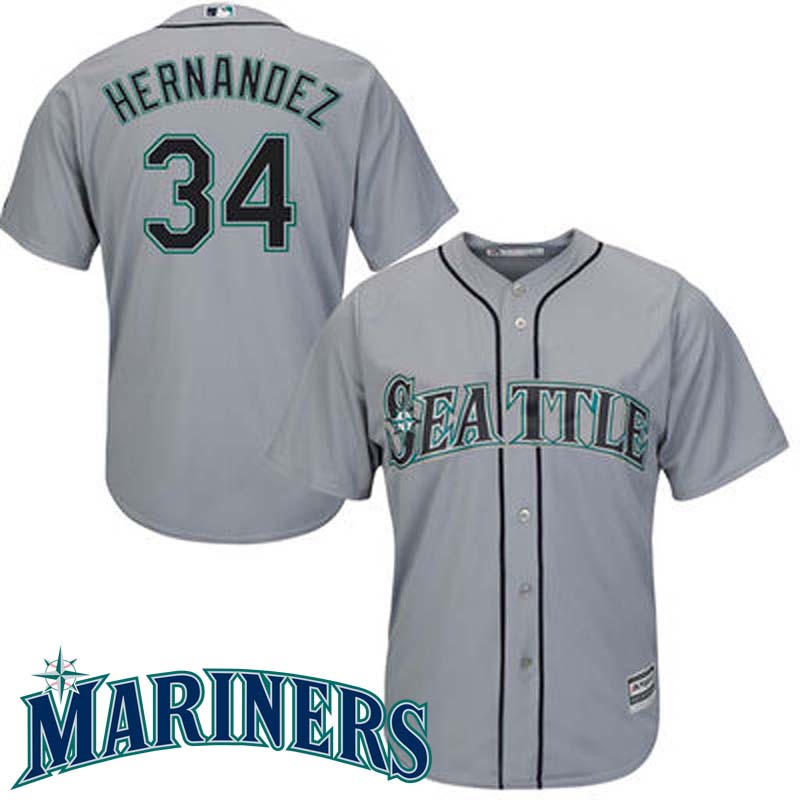 Seattle Mariners #34 Felix Hernandez Gray Cool Base Jersey