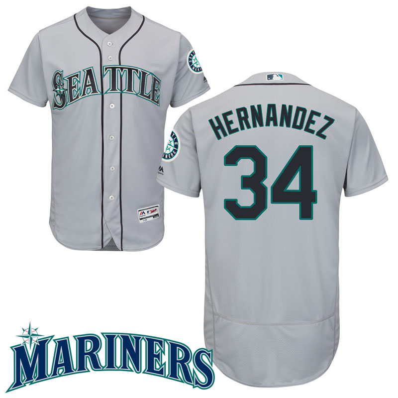 Seattle Mariners #34 Felix Hernandez Gray Flex Base Jersey