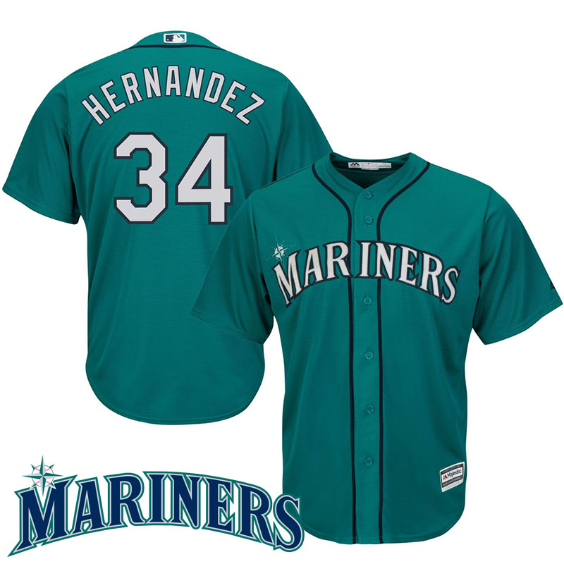 Seattle Mariners #34 Felix Hernandez Green Cool Base Jersey