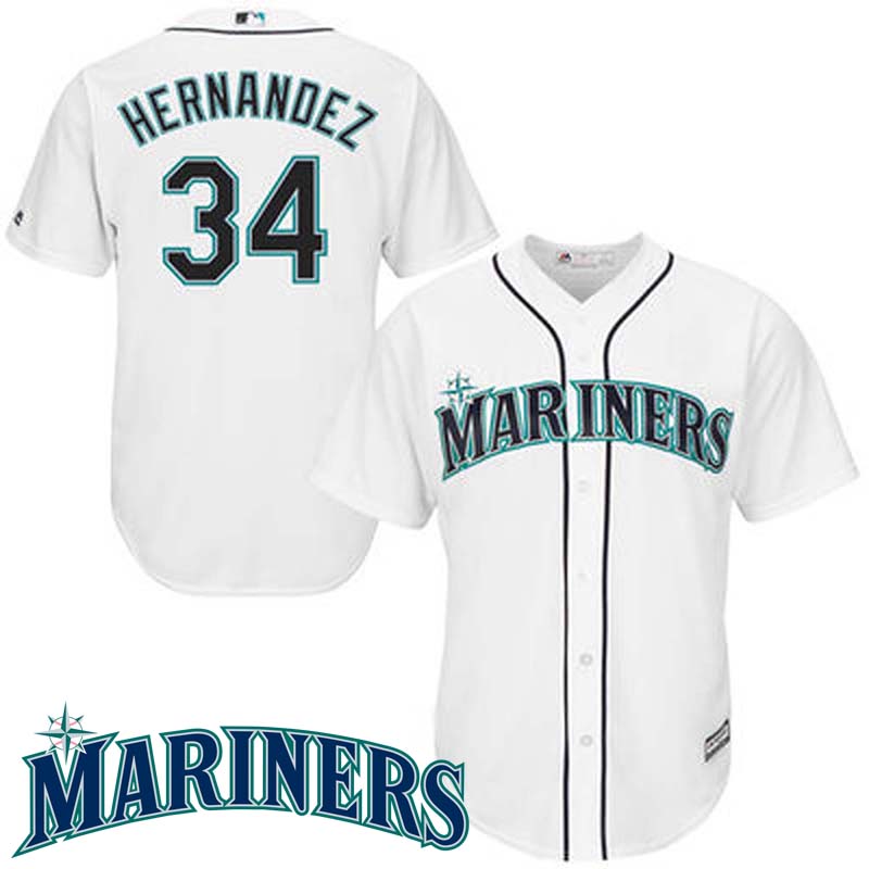 Seattle Mariners #34 Felix Hernandez White Cool Base Jersey