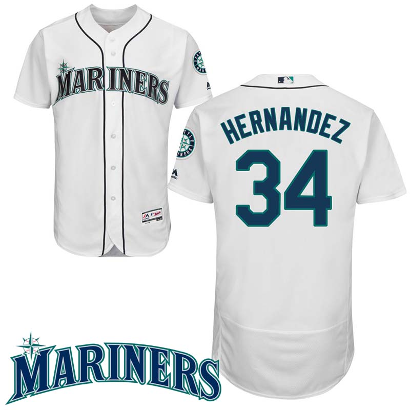 Seattle Mariners #34 Felix Hernandez White Flex Base Jersey