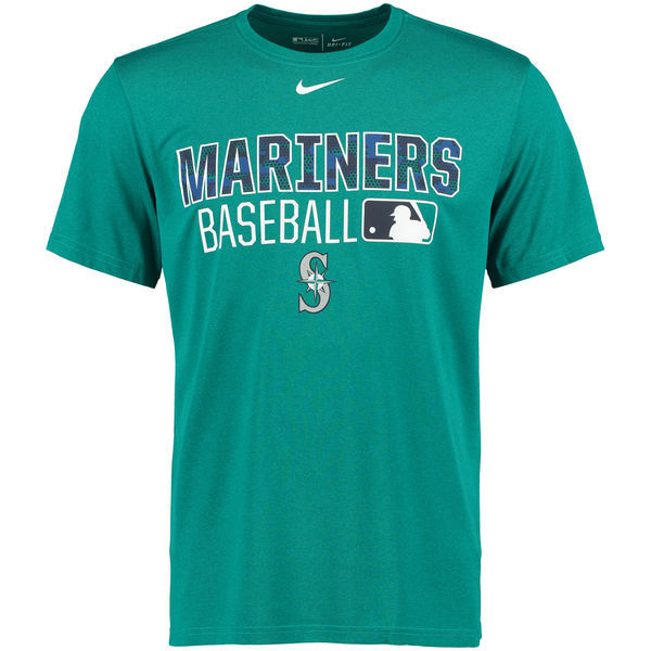 Seattle Mariners Aqua Wordmark Issue Performance T-Shirt