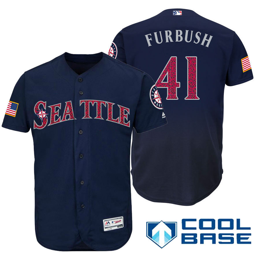 Seattle Mariners #41 Charlie Furbush Navy Stars & Stripes 2016 Independence Day Cool Base Jersey