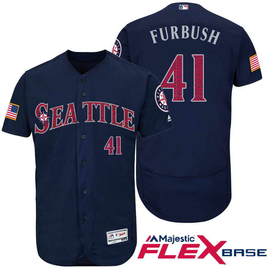 Seattle Mariners #41 Charlie Furbush Navy Stars & Stripes 2016 Independence Day Flex Base Jersey