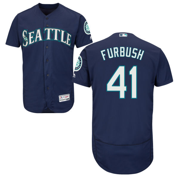 Seattle Mariners Charlie Furbush #41 Majestic Navy Authentic Collection Flexbase Jersey