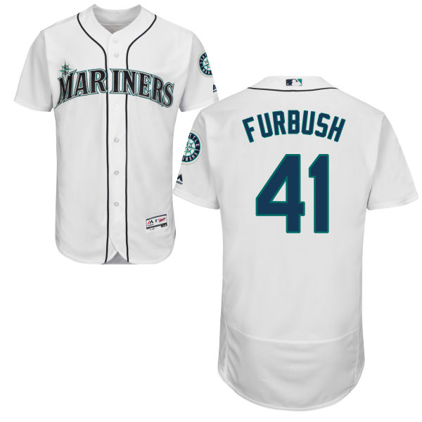 Seattle Mariners Charlie Furbush #41 Majestic White Authentic Collection Flexbase Jersey