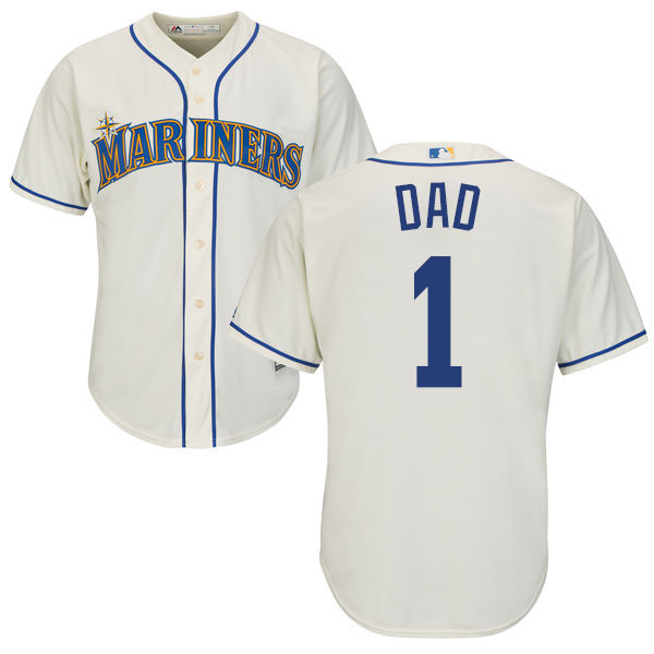 Seattle Mariners Majestic Cream Father's Day Gift Authentic Jersey