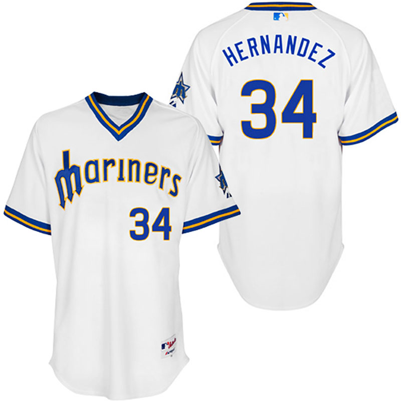 Seattle Mariners #34 Felix Hernandez White Authentic Turn Back Jersey