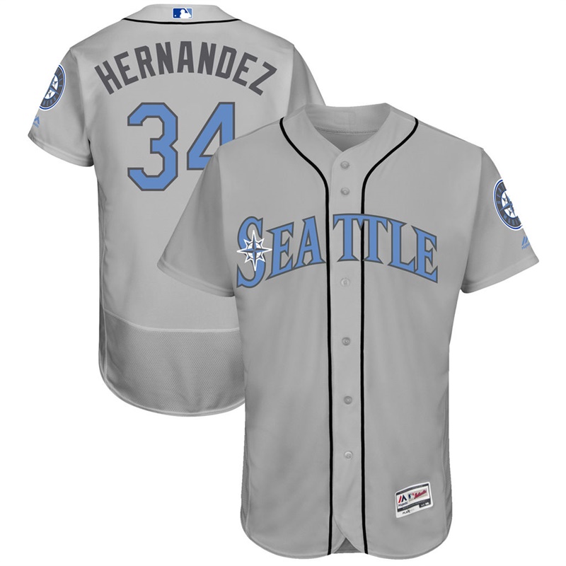 Felix Hernandez #34 Men Seattle Mariners 2017 Father's Day Gray Flex Base Jersey